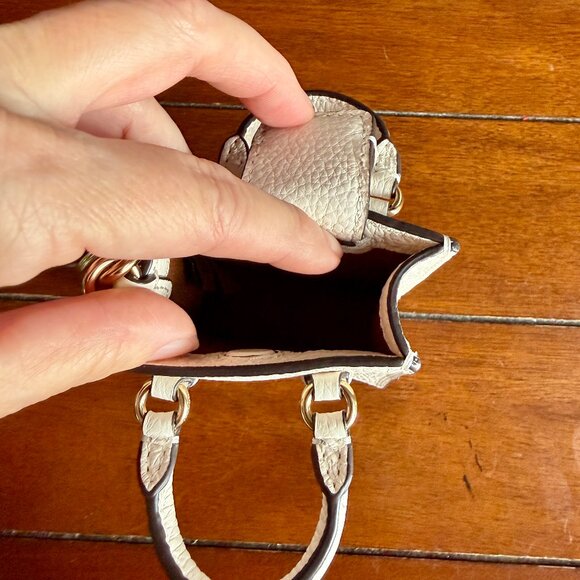 NEW Coach Chalk White North/South Mini Tote Bag Charm with Gold Hardware - Picture 5 of 8